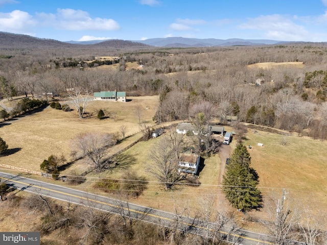 bird's eye view with a rural view and a mountain view