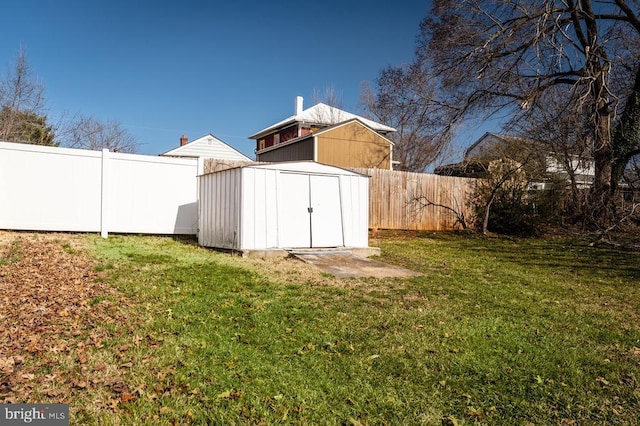 view of shed featuring a fenced backyard