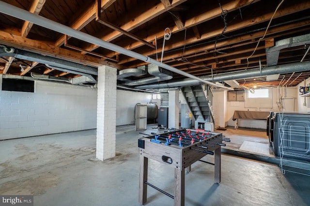 basement with water heater