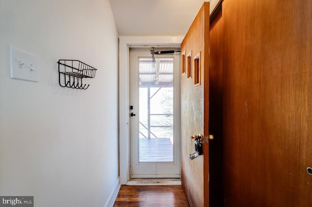 doorway featuring dark wood finished floors