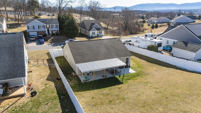 bird's eye view with a mountain view and a residential view