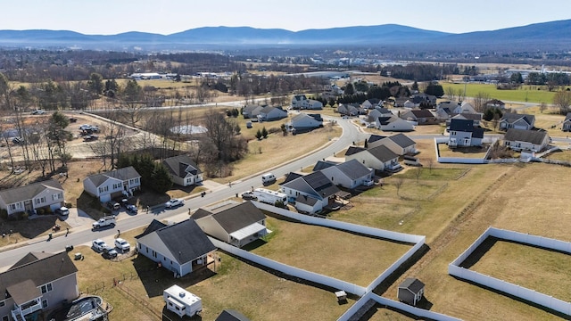 bird's eye view with a residential view and a mountain view