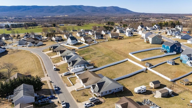 aerial view featuring a residential view and a mountain view