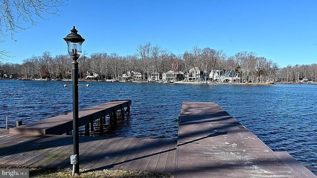 dock area featuring a water view