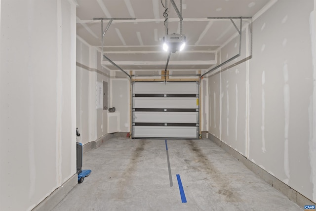 garage with a garage door opener