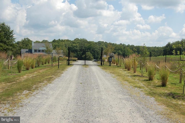 view of road with a gated entry and a gate