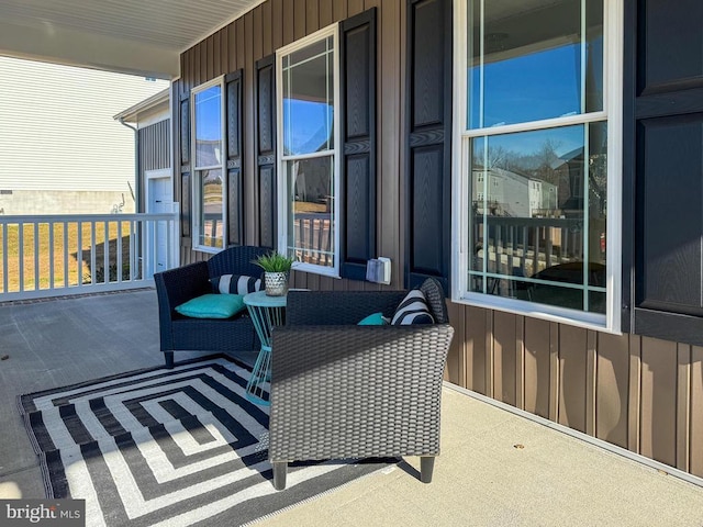 balcony featuring a porch