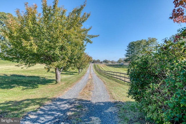 view of street with a rural view