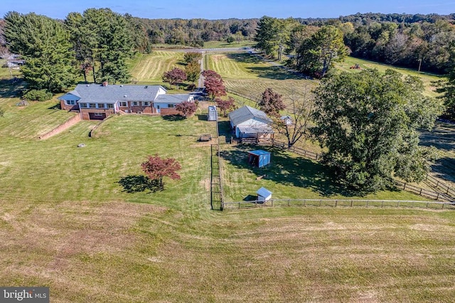 drone / aerial view featuring a rural view