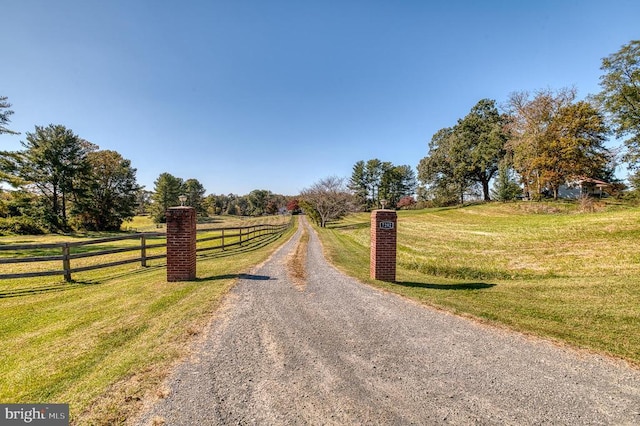 view of road with a rural view