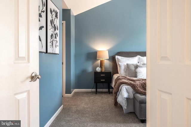 bedroom with baseboards and carpet floors