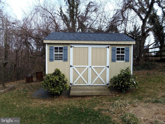 view of shed