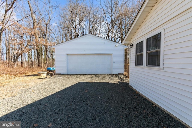 view of detached garage