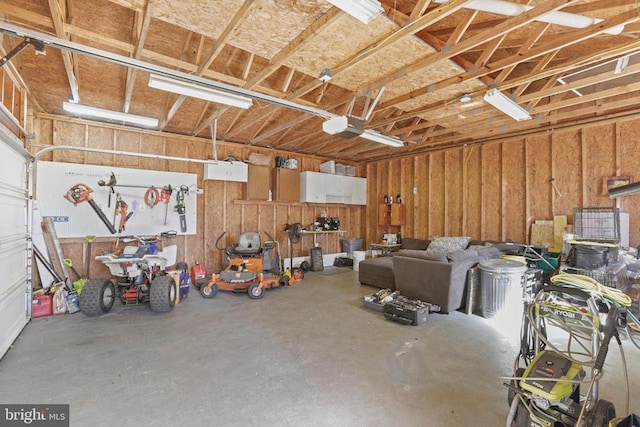 garage with a garage door opener