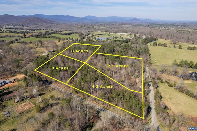 bird's eye view with a mountain view