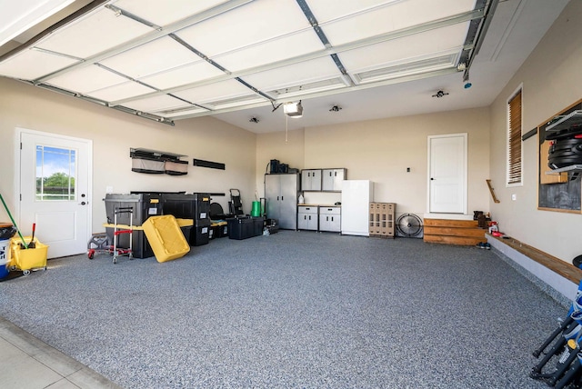 garage with a garage door opener