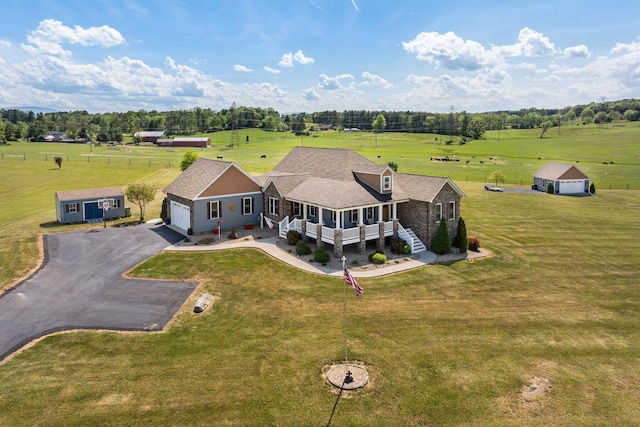 bird's eye view with a rural view