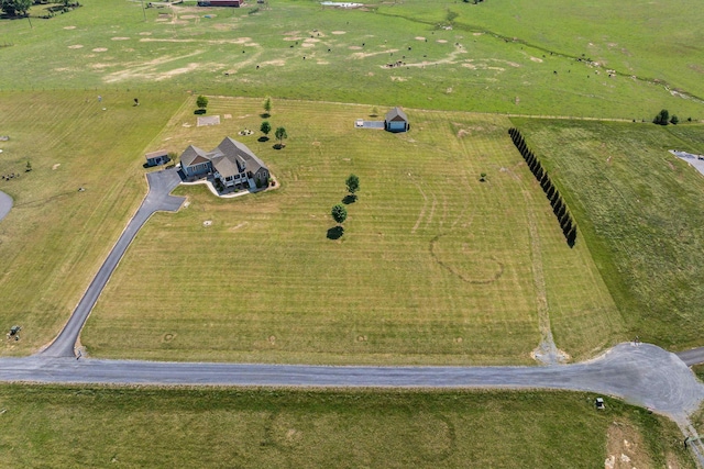 birds eye view of property with a rural view