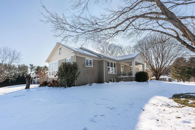 view of snowy exterior