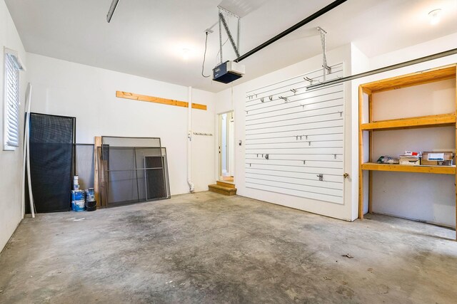 garage with a garage door opener