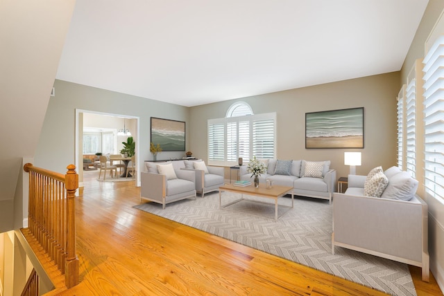 living room featuring wood-type flooring