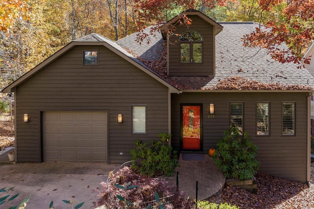 view of front of house with a garage