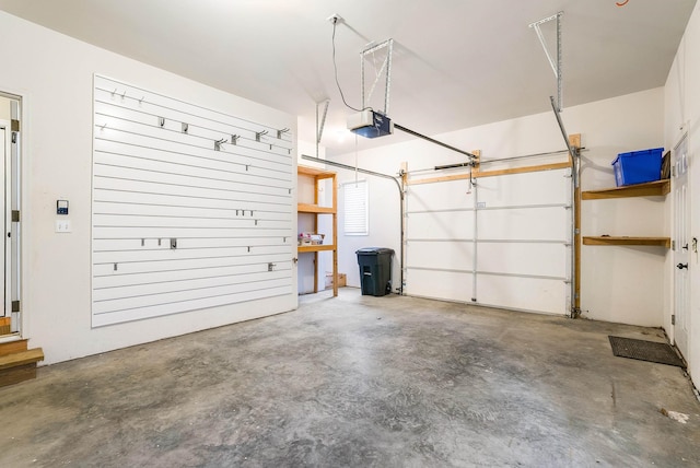 garage with a garage door opener