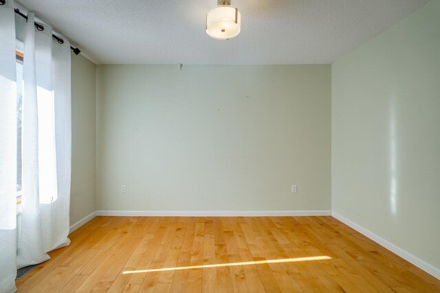 empty room featuring hardwood / wood-style floors and a textured ceiling