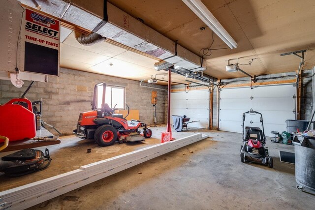 garage with a garage door opener