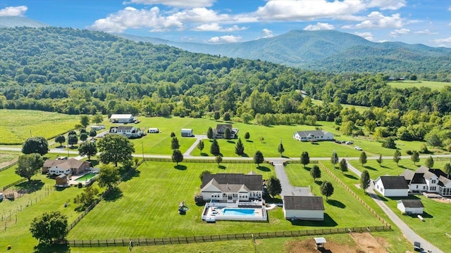 aerial view with a mountain view