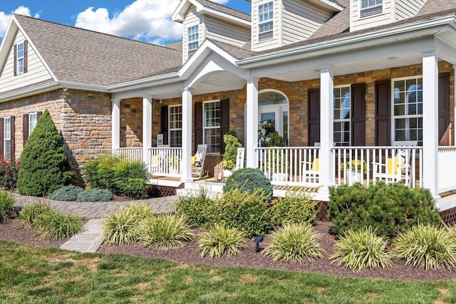 view of front of home featuring covered porch