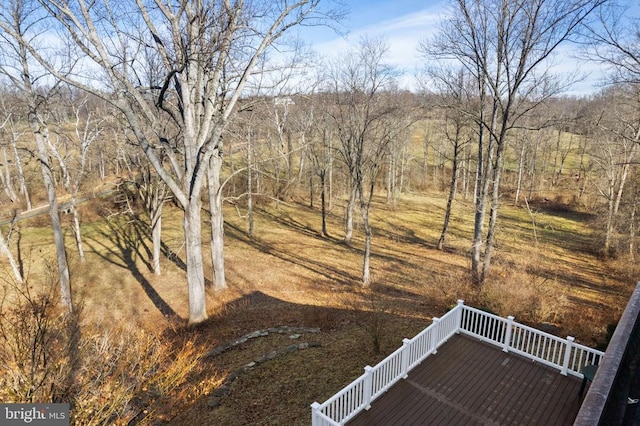 view of yard with a wooden deck