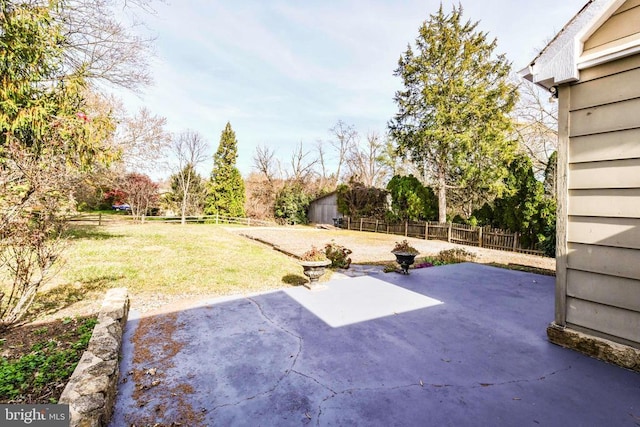 view of yard featuring a fenced backyard and a patio