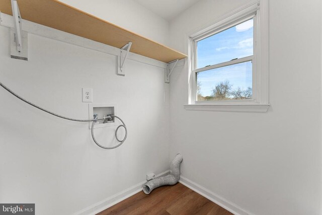 laundry room with hookup for a washing machine and wood-type flooring