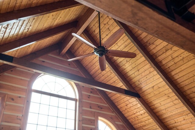 room details with beamed ceiling and wood ceiling