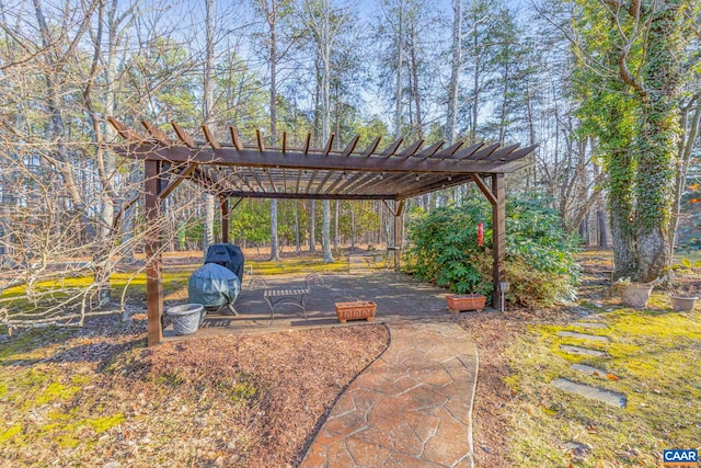 exterior space with a patio and a pergola