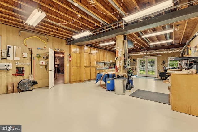 below grade area with a workshop area