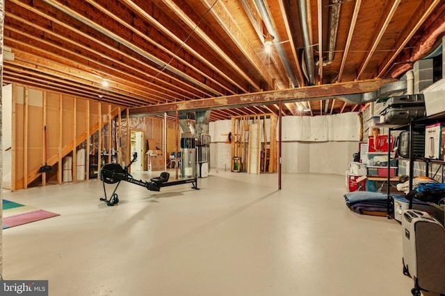 view of unfinished basement