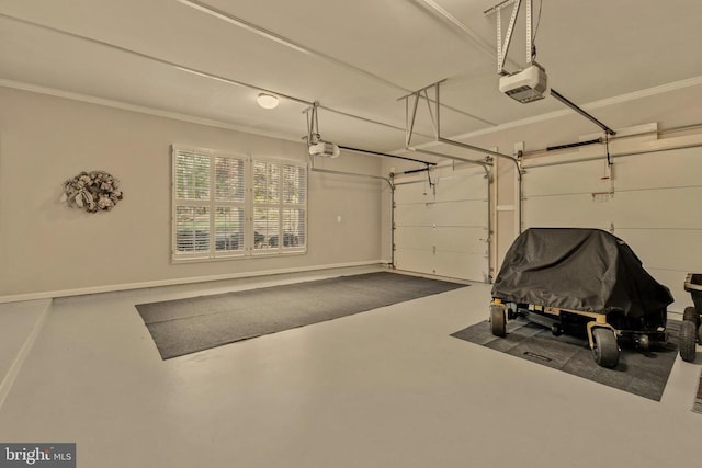 garage featuring baseboards and a garage door opener
