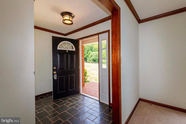 foyer with ornamental molding