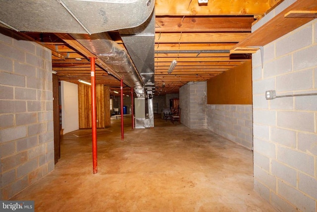 basement with heating unit