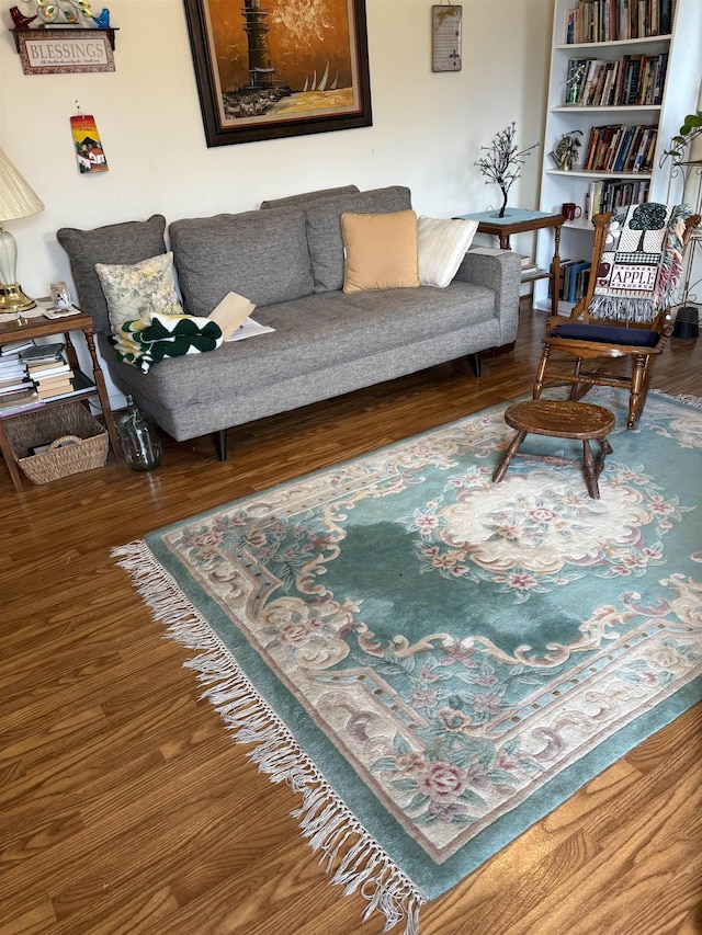 living area with wood finished floors