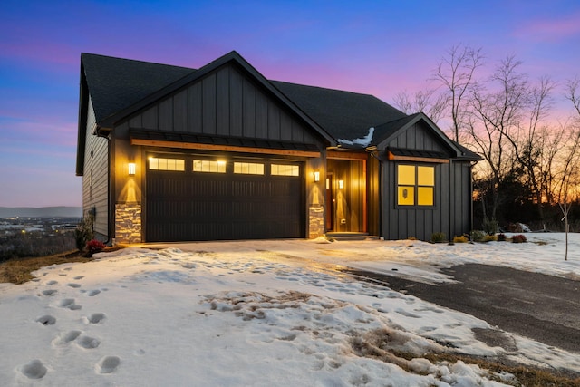 view of front of home with a garage