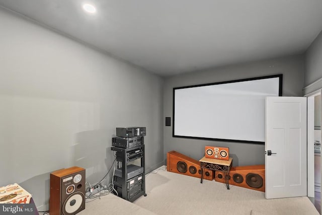 cinema room featuring carpet