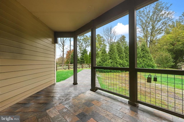 view of unfurnished sunroom