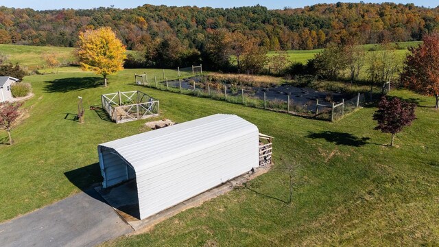 drone / aerial view featuring a rural view