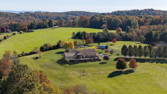 aerial view with a rural view