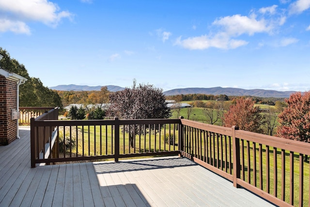 deck with a mountain view