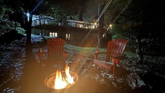 exterior space featuring a fire pit