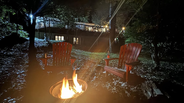 exterior space featuring a fire pit